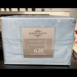 Pointehaven King Sheet set 620 TC, Sky Blue